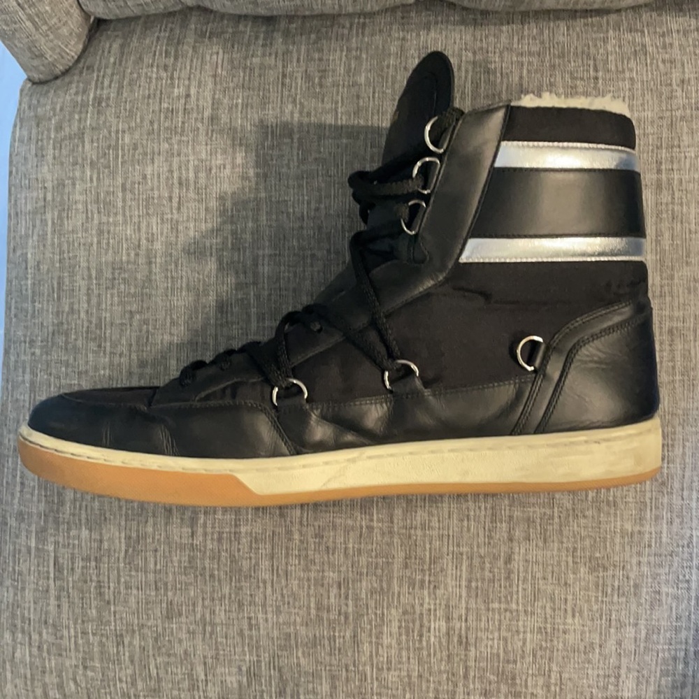 Saint Lauren Black Ho-Top Shearling Sneakers - Picture 3 of 7